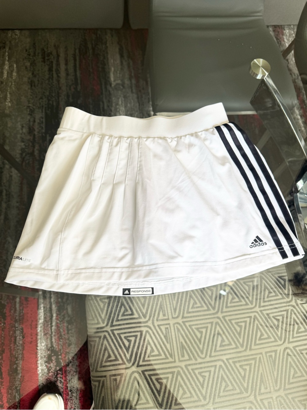 Adidas White Tennis Skort with Black Three-Stripes